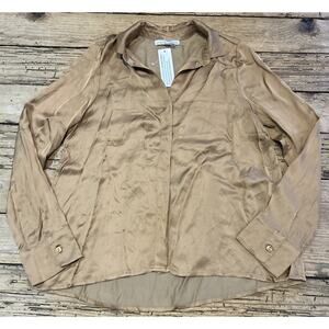 Young Fabulous And Broke Women’s Size Small Gold Silk Long sleeve Blouse NWT